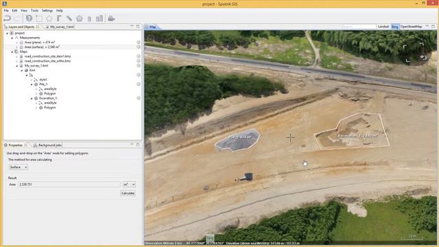 ГИС Спутник: расчет площади и объема / Spuntik GIS: area and volume calculation