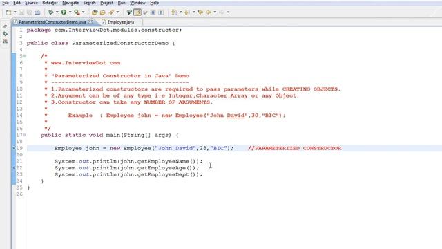 TAMIL PARAMETERIZED CONSTRUCTOR IN JAVA DEMO