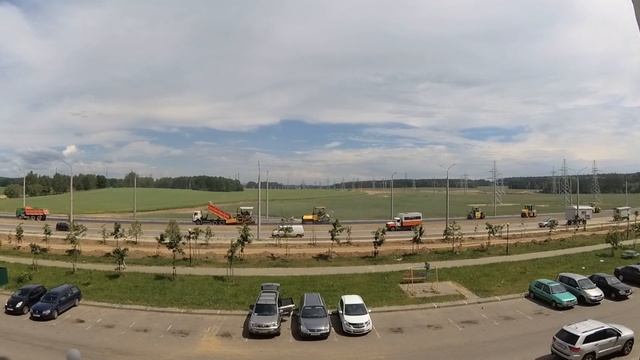 Укладывают асфальт на Янки Купалы в Гродно timelapse