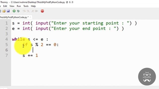 Even Number Finder in python | Python Exercises | Tutorial in Tamil | Tamil Programmer