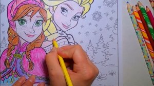 Elsa and Anna. Frozen. Draw with pencils. Холодное сердце.  Эльза  и Анна. Раскраска