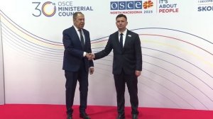С.Лавров и Б.Османи перед началом СМИД ОБСЕ, Скопье, 30 ноября 2023 года