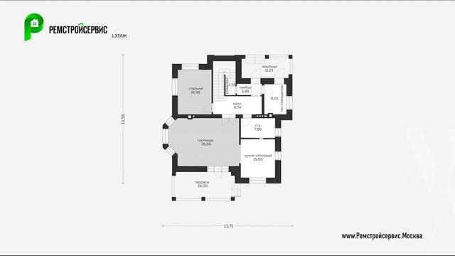 Проект дома в европейском стиле. Дом с эркером террасой и панорамными окнами. Архион М-176