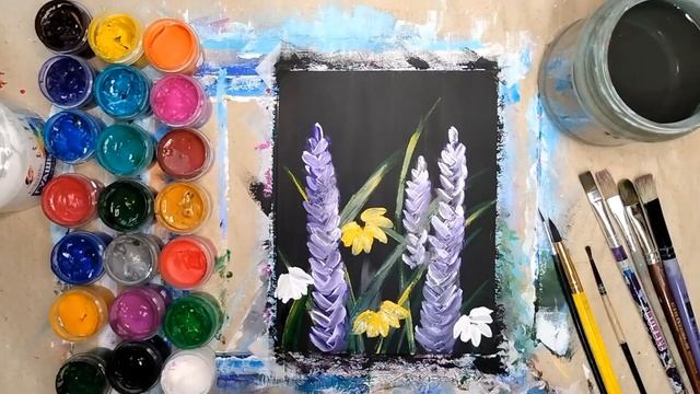 Как легко нарисовать цветы. Рисуем цветы на черном фоне гуашью