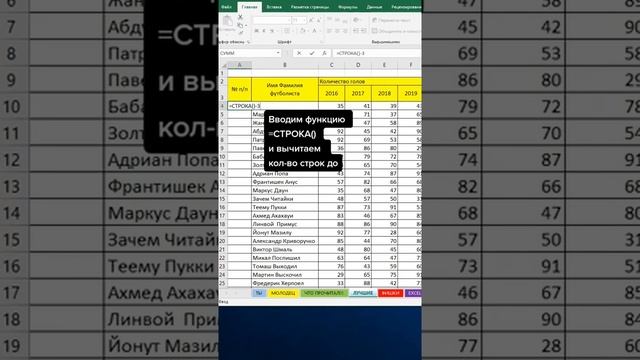 Excel автоматическая нумерация строк