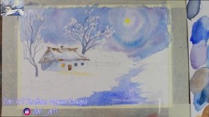 Как нарисовать зимний пейзаж акварелью! #Dari_Art