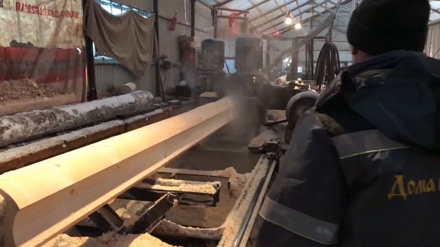 Изготовление оцилиндрованного бревна смотреть онлайн