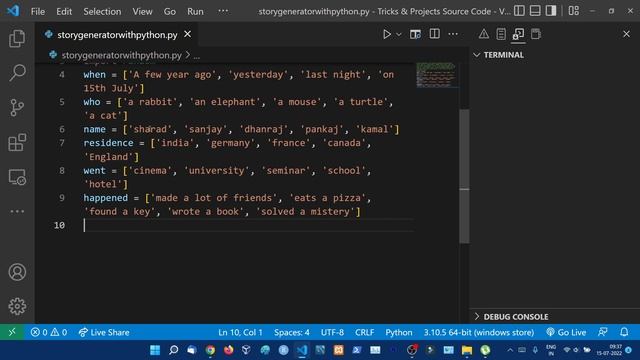 Create a Random Story Generator with Python || Python Project || Python Tutorial in Hindi