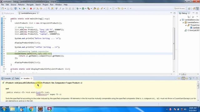 How to sort the list of products using lambda expression? - Comparator | Lambda expression in Java