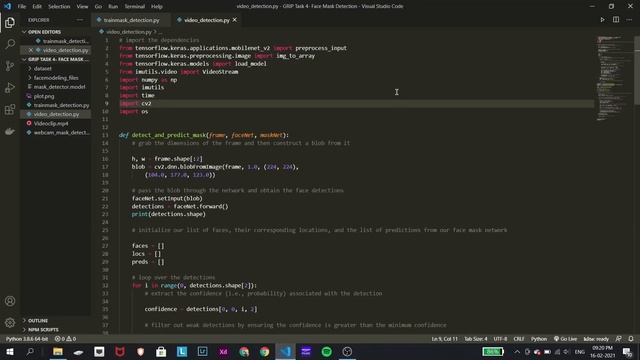 Detection of face mask | Python, Tensorflow, Keras, OpenCV | IoT and Computer Vision | GRIPFEB21