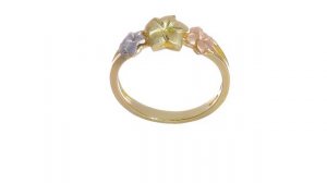 14k Tri-color Gold Plumeria Ring