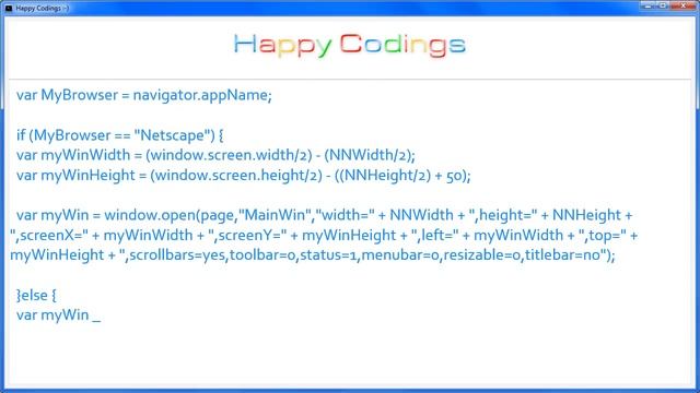 JavaScript | Pop up Window Centered
