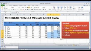 Step by Step Excel, Cara Mengubah Formula menjadi Angka