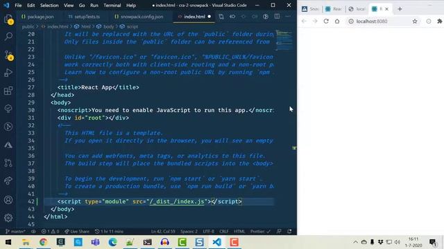 Converting a CRA based React app to use Snowpack смотреть онлайн