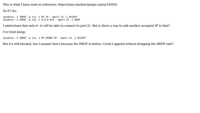 iptables - Add additional allowed IPs смотреть онлайн