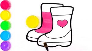 Учимся рисовать Сапоги, раскраска для детей