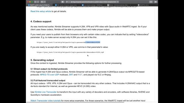 WebRTC ingest setup in Nimble Streamer