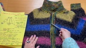 Бомбер на замке и с воротником. МК. Усеченный реглан спицами сверху.