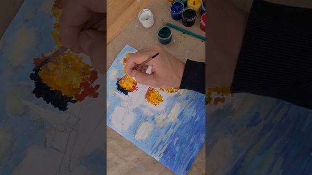 ❓Как нарисовать ?осенний пейзаж? Рисуем с детьми. Autumn Lanscape Painting for Beginings and Kids.