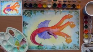 Как нарисовать Змея Горыныча.  Гуашь