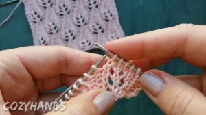 Нежный ажурный узор спицами Весенние листья