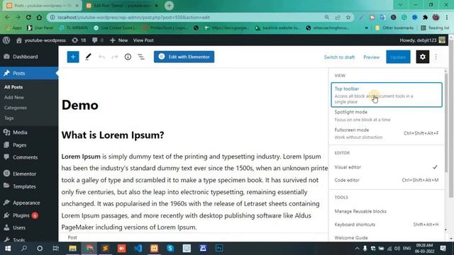 How to Fix the Missing tools Bar on WordPress || WordPress toolbar not showing