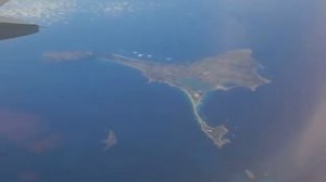 Spanische Insel Formentera vom Flugzeug. Испанский остров Форментера с самолёта