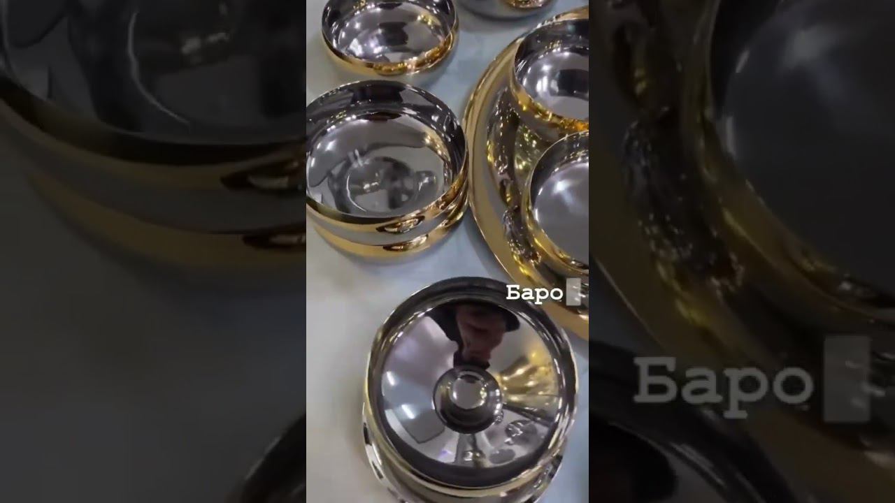 Красивый набор бокалов «Барон» с золотым декором для шампанского #барон #посуда #zepter