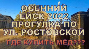 ОСЕННИЙ ЕЙСК 2022 - ПРОГУЛКА ПО УЛ. РОСТОВСКОЙ от Баррикадной до Б.Хмельницкого. КУПИТЬ МЁД В ЕЙСКЕ