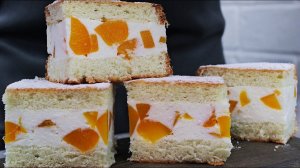 Простой летний торт с нежным творожным кремом и персиками