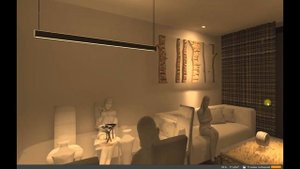 Проект освещения в загородном доме с низкими потолками, сценарий вечернего освещения, теплый свет.