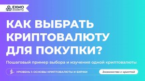 Выбор криптовалюты: советы для Начинающих Инвесторов | EXMO Academy