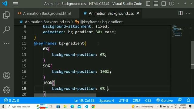 How to Create Animation Gradient Background using HTML & CSS