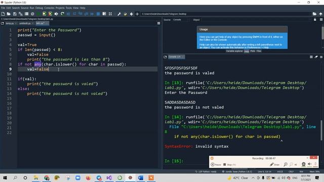 Check the validity of a Password in Python смотреть онлайн