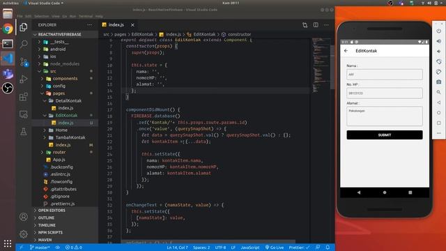 Tutorial CRUD React Native dengan Firebase : 12. Update Kontak смотреть онлайн