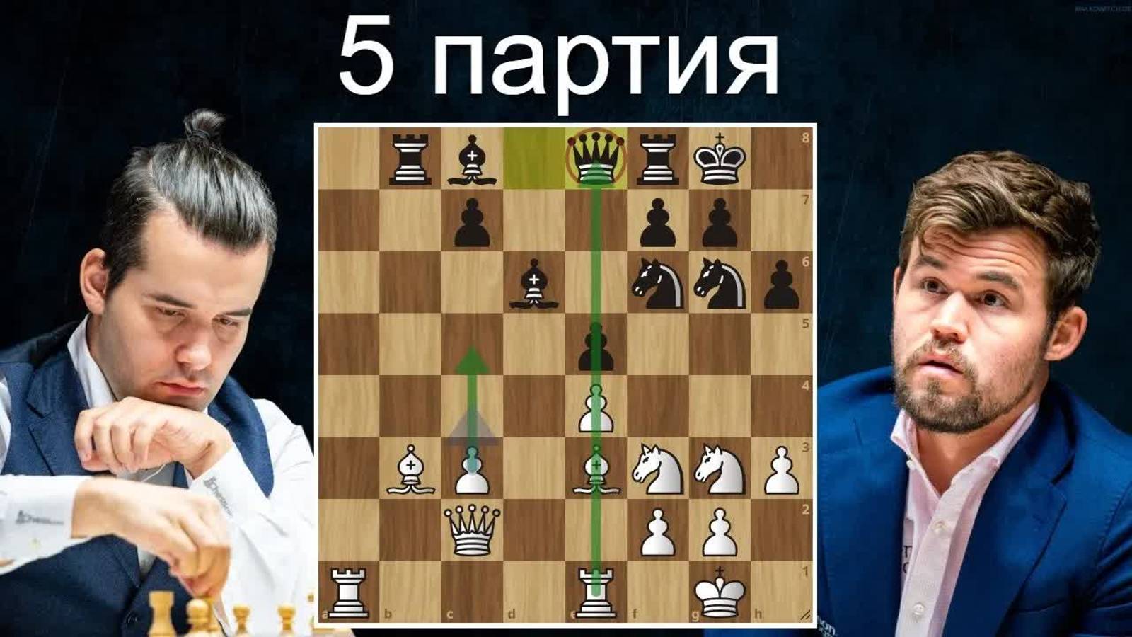 Ян Непомнящий-Магнус Карлсен 5 партия Матч на первенство мира. Дубай 2021. Шахматы
