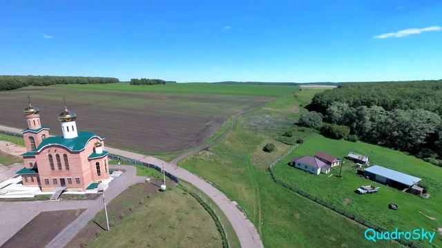Аэросъемка. Село Манеево и храм Св. Блаженной Матроны Московской. смотреть онлайн
