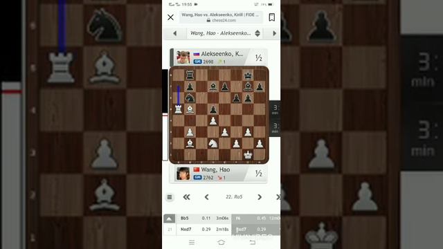 Round 4 - GM Hao Wang vs GM Kirill Alekseenko (1/2 - 1/2)