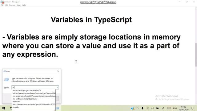 Typescript.. 1.what is variable in typescript.