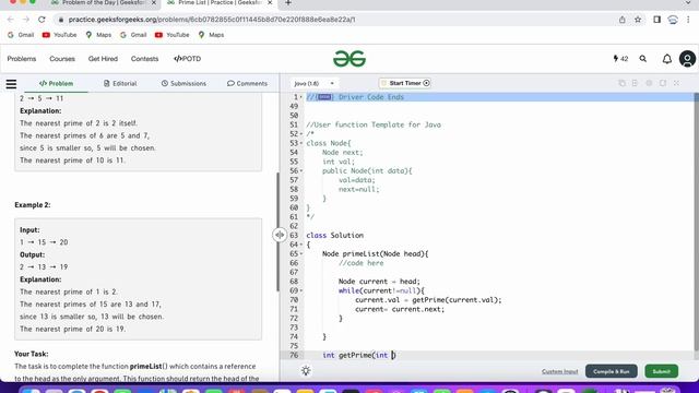 Prime List | GFG | POTD | 12th Feb 2023 | Java Solution Using Linked List | Problem Of The day смотреть онлайн