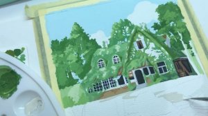 paint with me : a scene from kiki’s delivery service by studio ghibli ? gouache painting