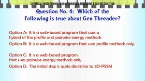 MCQ Questions Bioinformatics Threading Fold Recognition with Answers