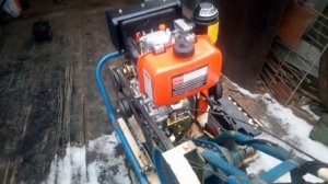 Первый запуск дизельного мотоблока Нева после замены двигателя.