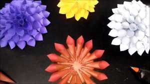 How to make easy and realistic dahlia paper flower/ Decorate your wall with paper flower