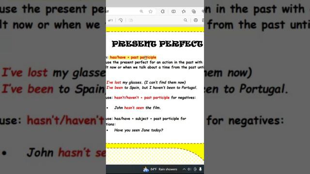 Short1 Present Perfect Simple #camlearningenglish #englishgrammar #grammartest #clearexplanation