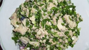 Салат из скумбрии с рисом