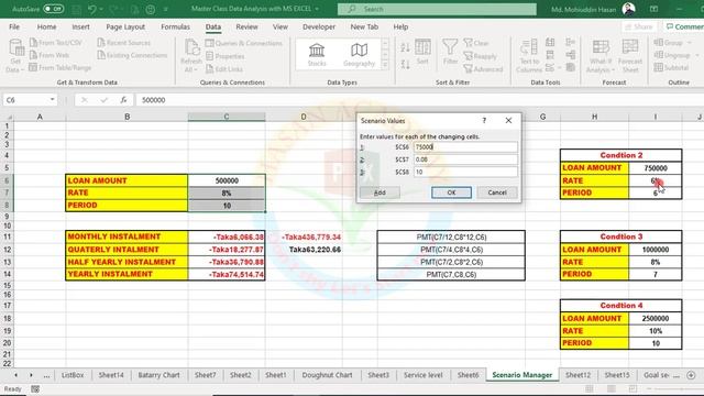 How to use What-If Analysis & How to use the Scenario Manager ad Goal Seek in Excel| Bangla Tutoria смотреть онлайн