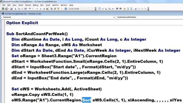 Group Records by Week and Count Them with VBA смотреть онлайн