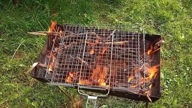 ?Шашлык из двухмесячных молодых кроликов ? в мангале  на решетке. Мясо и Кролики ??? готовка мяса