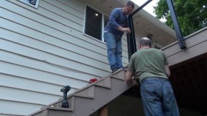 Deck Cable Wire Railing Installation, 2nd day. Установка троса на стойки перил